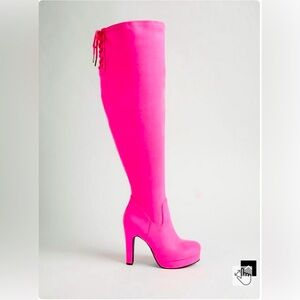 Barbie pink platform wide calf over the knee boots size 6WW